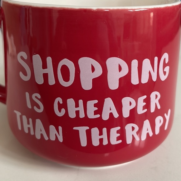 Whimsical Cupboard Red 'Shopping is Cheaper Than Therapy' Mug with Purse Inside - Picture 6 of 8